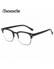 IBOODE TR90 kwadratowe pół ramki okulary do czytania kobiety mężczyźni Semi Rimless okulary Presbyopic kobieta mężczyzna nadwzro