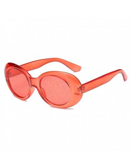 NYWOOH owalne okulary przeciwsłoneczne damskie kolorowe cukierki jasne okulary mężczyźni cekiny czerwone różowe okulary Kurt Cob