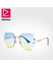 DENISA 2019 plac Rimless Pearl okulary Retro kobiety marka projektant Trendy gradientu wielokąta kobiet UV400 G23023