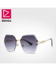 DENISA 2019 plac Rimless Pearl okulary Retro kobiety marka projektant Trendy gradientu wielokąta kobiet UV400 G23023