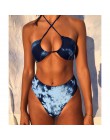 2020 nowy Sexy gradient drukuj strój kąpielowy bikini kobiety strój kąpielowy z krótkim rękawem Bikini Set push up kostium kąpie