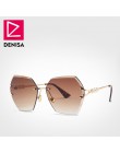 DENISA 2019 plac Rimless Pearl okulary Retro kobiety marka projektant Trendy gradientu wielokąta kobiet UV400 G23023