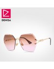 DENISA 2019 plac Rimless Pearl okulary Retro kobiety marka projektant Trendy gradientu wielokąta kobiet UV400 G23023