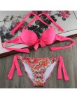 Bikini stałe Strappy bandaż zestaw Bikini biały Push Up strój kąpielowy Bikini Bandeau brazylijski strój kąpielowy Maillot De Ba