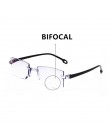 Wysokiej jakości okulary dwuogniskowe Anti Blue do czytania przenośne okulary bez oprawek wieloogniskowe okulary do czytania pow
