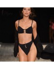 Miyouj Sexy Bandeau Bikini bandażowy strój kąpielowy kobiety stałe stroje kąpielowe 2019 kostiumy kąpielowe pierścionki Bikini S