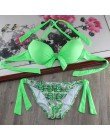 Bikini stałe Strappy bandaż zestaw Bikini biały Push Up strój kąpielowy Bikini Bandeau brazylijski strój kąpielowy Maillot De Ba