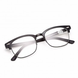 IBOODE TR90 kwadratowe pół ramki okulary do czytania kobiety mężczyźni Semi Rimless okulary Presbyopic kobieta mężczyzna nadwzro