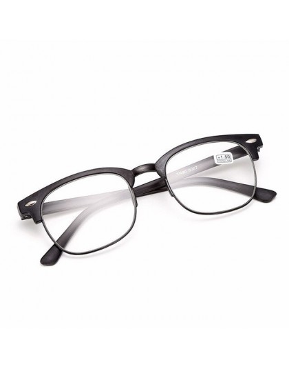 IBOODE TR90 kwadratowe pół ramki okulary do czytania kobiety mężczyźni Semi Rimless okulary Presbyopic kobieta mężczyzna nadwzro