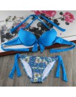 Bikini stałe Strappy bandaż zestaw Bikini biały Push Up strój kąpielowy Bikini Bandeau brazylijski strój kąpielowy Maillot De Ba