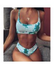 2020 nowy Sexy gradient drukuj strój kąpielowy bikini kobiety strój kąpielowy z krótkim rękawem Bikini Set push up kostium kąpie