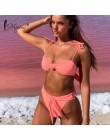 Miyouj Sexy Bandeau Bikini bandażowy strój kąpielowy kobiety stałe stroje kąpielowe 2019 kostiumy kąpielowe pierścionki Bikini S