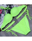 Bikini stałe Strappy bandaż zestaw Bikini biały Push Up strój kąpielowy Bikini Bandeau brazylijski strój kąpielowy Maillot De Ba