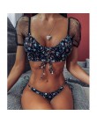 2020 nowy Sexy gradient drukuj strój kąpielowy bikini kobiety strój kąpielowy z krótkim rękawem Bikini Set push up kostium kąpie