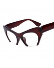 Kocie okulary czarne Vintage oprawki do okularów Nerd okulary z przezroczystymi szkłami Hlaf ramki okulary kobiety luksusowej ma