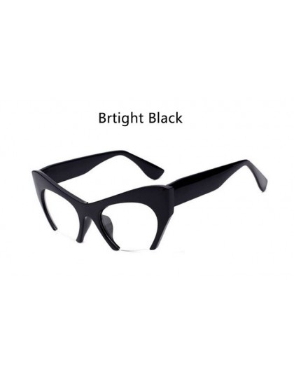 Kocie okulary czarne Vintage oprawki do okularów Nerd okulary z przezroczystymi szkłami Hlaf ramki okulary kobiety luksusowej ma