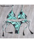 Floral Bikini we wzory zestaw kobiety Sexy paski Patchwork strój kąpielowy wzburzyć brazylijskie stroje kąpielowe strój kąpielow