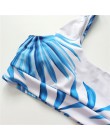 Sexy z wycięciem biały tropikalny liść palmowy wysokiej talii Bikini 2020 Lady stroje kąpielowe kobiety Sport kostium kąpielowy 
