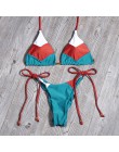 Floral Bikini we wzory zestaw kobiety Sexy paski Patchwork strój kąpielowy wzburzyć brazylijskie stroje kąpielowe strój kąpielow
