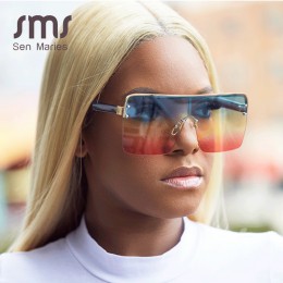Moda za duże kwadratowe okulary damskie 2019 marka projektant Vintage Gradient niebieskie różowe okulary przeciwsłoneczne dla ko