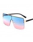Moda za duże kwadratowe okulary damskie 2019 marka projektant Vintage Gradient niebieskie różowe okulary przeciwsłoneczne dla ko