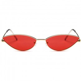 Metalowa ramka damskie okulary przeciwsłoneczne Cat Eye śliczne Sexy marka projektant lato Retro mała ramka czarne czerwone okul