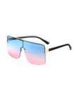 Moda za duże kwadratowe okulary damskie 2019 marka projektant Vintage Gradient niebieskie różowe okulary przeciwsłoneczne dla ko