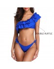 INGAGA Bikini 2020 strój kąpielowy na jedno ramię wzburzyć stroje kąpielowe kobiety solidna damska strój kąpielowy maillot de ba