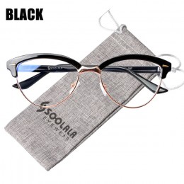 SOOLALA kocie oko pół-rimless blokujące niebieskie światło filtr okulary rama kobiety niebieskie światło blokowanie przeciw prom