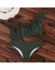 INGAGA Bikini 2020 strój kąpielowy na jedno ramię wzburzyć stroje kąpielowe kobiety solidna damska strój kąpielowy maillot de ba