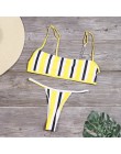 Seksowny nadruk w paski strój kąpielowy kobiety stałe zakrętka tubki strój kąpielowy Bikini wysoko wycięte zestaw Backless stroj