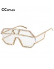 47165 moda Rhinestone ponadgabarytowych jeden obiektyw okulary przeciwsłoneczne z cyrkoniami mężczyźni kobiety geometryczne z kr