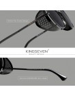 Oryginalne KINGSEVEN Retro okrągłe steampunkowe okulary przeciwsłoneczne mężczyźni Retro kobiety okulary odcienie Vintage okular