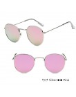 Evrfelan nowe lusterko damskie okulary mężczyźni Retro okrągłe okulary kobieta moda Unisex okulary metalowa rama gafas de sol