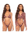 2020 Sexy trzyczęściowy zestaw Bikini dzwonkowy rękaw osłona do Bikini Up stroje kąpielowe kobiety nadruk strój kąpielowy strój 