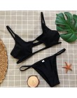 Wydrążone czerwone seksowne Bikini Set kobiety String strój kąpielowy Push Up stroje kąpielowe 2019 wiązane stringi brazylijski 