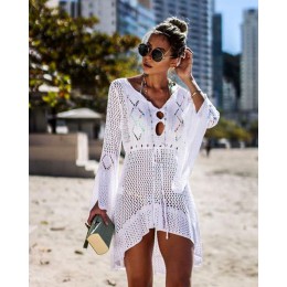 Seksowna narzutka na bikini kobiety strój kąpielowy Cover-up strój kąpielowy bikini Knitting stroje kąpielowe siatka plażowa suk