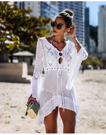 Seksowna narzutka na bikini kobiety strój kąpielowy Cover-up strój kąpielowy bikini Knitting stroje kąpielowe siatka plażowa suk