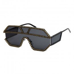 47165 moda Rhinestone ponadgabarytowych jeden obiektyw okulary przeciwsłoneczne z cyrkoniami mężczyźni kobiety geometryczne z kr