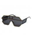47165 moda Rhinestone ponadgabarytowych jeden obiektyw okulary przeciwsłoneczne z cyrkoniami mężczyźni kobiety geometryczne z kr