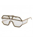 47165 moda Rhinestone ponadgabarytowych jeden obiektyw okulary przeciwsłoneczne z cyrkoniami mężczyźni kobiety geometryczne z kr