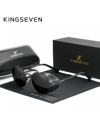 Oryginalne KINGSEVEN Retro okrągłe steampunkowe okulary przeciwsłoneczne mężczyźni Retro kobiety okulary odcienie Vintage okular