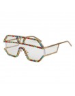 47165 moda Rhinestone ponadgabarytowych jeden obiektyw okulary przeciwsłoneczne z cyrkoniami mężczyźni kobiety geometryczne z kr