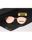 Moda damska spolaryzowane okulary przeciwsłoneczne damskie kocie oko okulary damskie okulary przeciwsłoneczne lustro z pudełkiem
