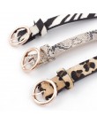 2019 New Fashion pas w lamparcie cętki kobiety wąż Zebra wzór w cętki pas biodrowy PU skóra złoty pierścień paski ze sprzączką d