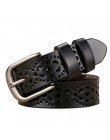 Nowe mody szeroki pasek z prawdziwej skóry kobiet bez wiercenia luksusowe pasy jeansowe top damski jakości pasy Hollow Ceinture 