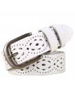 Nowe mody szeroki pasek z prawdziwej skóry kobiet bez wiercenia luksusowe pasy jeansowe top damski jakości pasy Hollow Ceinture 