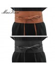 Pasek Boho dla kobiet Bowknot pasek ze sztucznej skóry wokół Obi Style Cinch pas czarny Cummerbund brązowy pas kobiet