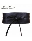 Pasek Boho dla kobiet Bowknot pasek ze sztucznej skóry wokół Obi Style Cinch pas czarny Cummerbund brązowy pas kobiet