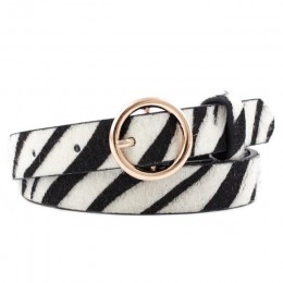 2019 New Fashion pas w lamparcie cętki kobiety wąż Zebra wzór w cętki pas biodrowy PU skóra złoty pierścień paski ze sprzączką d